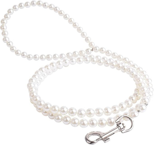 120cm 4ft Custom Pearls Beaded Pet Dog Cat Training Walking Leash Lead Leashes
