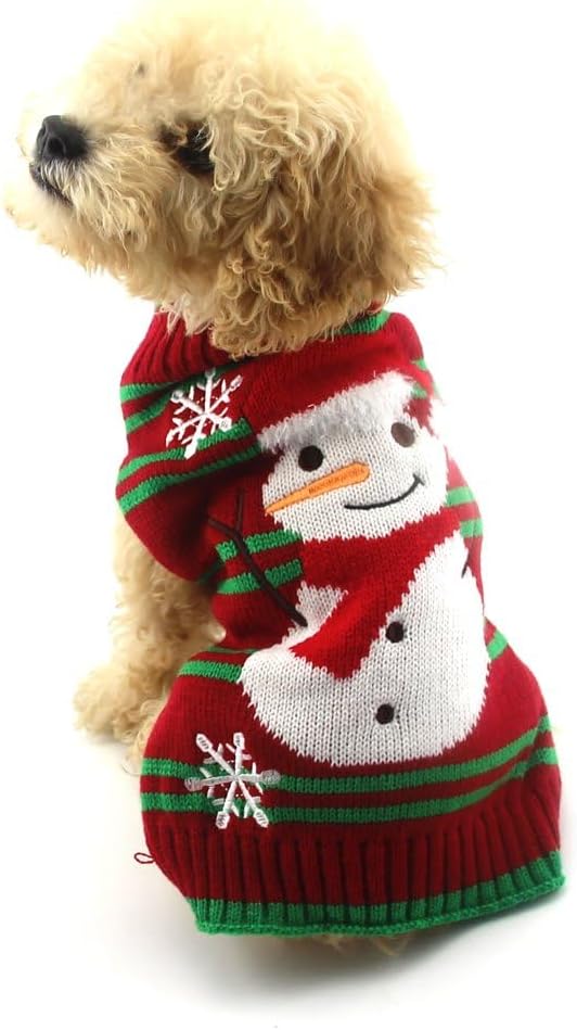NACOCO Dog Snow Sweaters - Xmas, Holiday & New Year Sweaters for Small Dogs & Cats (Snowman, XS)