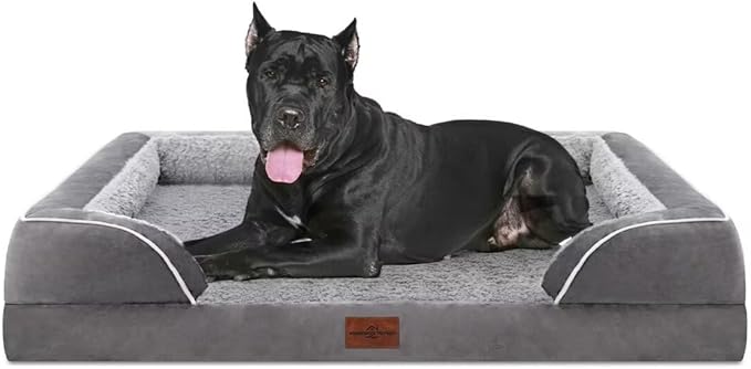 Comfort Expression XXL Orthopedic Dog Bed for Extra Large Dogs, Waterproof Orthopedic Foam Dog Beds, Washable Dogs Sofa Beds with Removable Cover & Non-Slip Bottom(XX-Large,Grey)