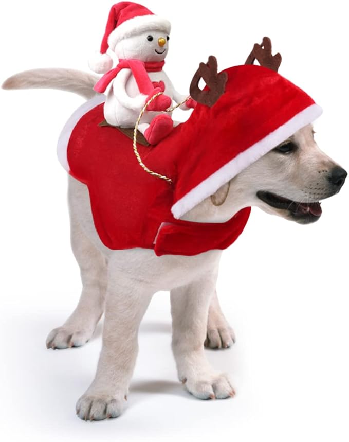 Idepet New Snowman Dog Costume Pet Dogs Costume Coat for Christmas Cosplay,Novelty Pet Dogs Winter Hoodie Vest Clothes Santa Dress up Decor for Cat Dog Puppy Christmas Party