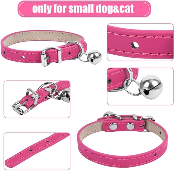 XXS Dog Collar Teacup Dog Collar, Pink Dog Collars, Teacup Dog Collars for Small Dogs Cats, Pink, 3/8 inch Width