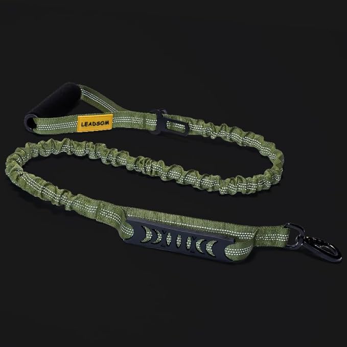 6FT Highly Reflective Heavy Duty Elastic Bungee Medium and Large Dog Leash Shock Absorbing with Comfortable Padded Handle and Traffic Handle Suitable for Training