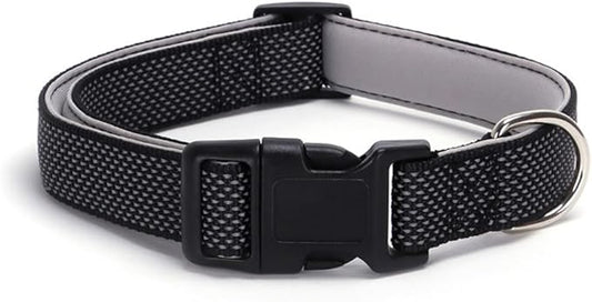 Reflective Dog Collar, Sturdy Nylon Collars with Quick Release Buckle, Adjustable Dog Collar for Puppy and Small Medium Large Girl and Boy Dogs Dogs (Black, Medium)