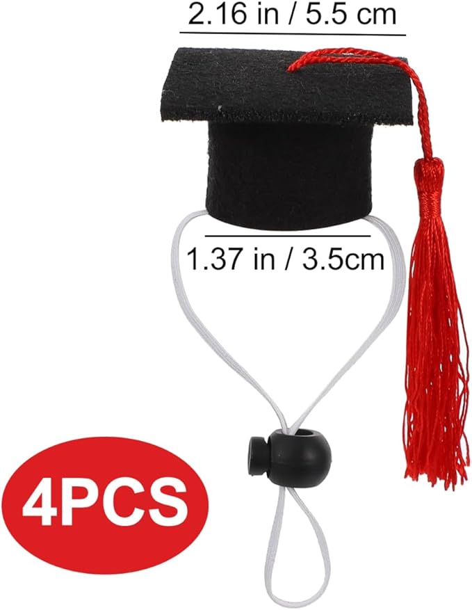 KESYOO 4pcs Red Small Dog Graduation Cap with Tassel Pet Graduation Accessories