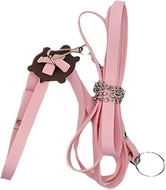 Tortoise Leash， Adjustable Control Rope Turtle Leash and Harness Pet Walking Rope for Small Medium and Large Turtle Pets Outdoor Walking Training Supplies，Pink L