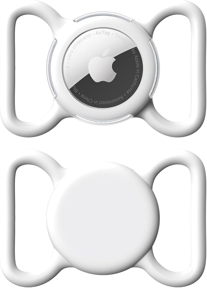 Waterproof Airtag Holder for Dog Collar, Soft Full-Body Protective Airtag Holder for Dog & Cat Collars, Ultra-Durable, Easy Installation, Lightweight Clear Airtag Case (White, Large)