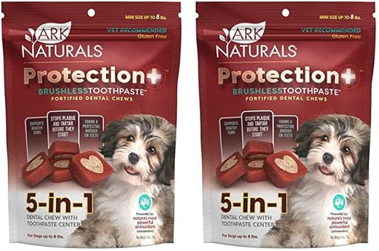 ARK NATURALS Protection+ Brushless Toothpaste, Dog Dental Chews for Mini Breeds, Prevents Plaque & Tartar, Freshens Breath, 4oz, 2 Pack