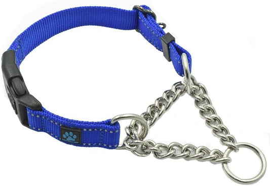Max and Neo Stainless Steel Chain Martingale Collar - We Donate a Collar to a Dog Rescue for Every Collar Sold (Small, Blue)