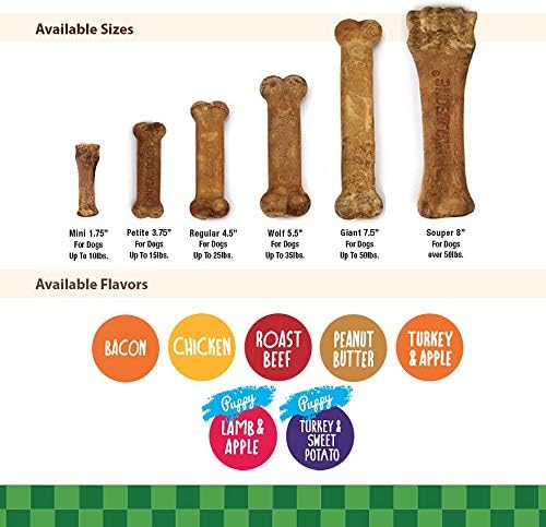 Nylabone Healthy Edibles Long Lasting Chew Treats. (3) 8 Count Packs of Bacon Flavor Treats for X-Small/Petite Dogs. 24 Total Treats.