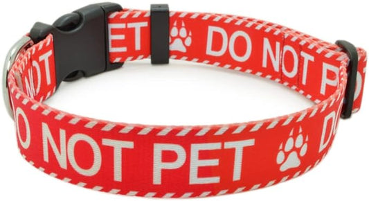 Dog Collar for DO NOT PET, Sturdy Durable with Buckle, Red Dog Collars for Small Medium Large Dogs, Premium Adjustable Polyester Pet Collar