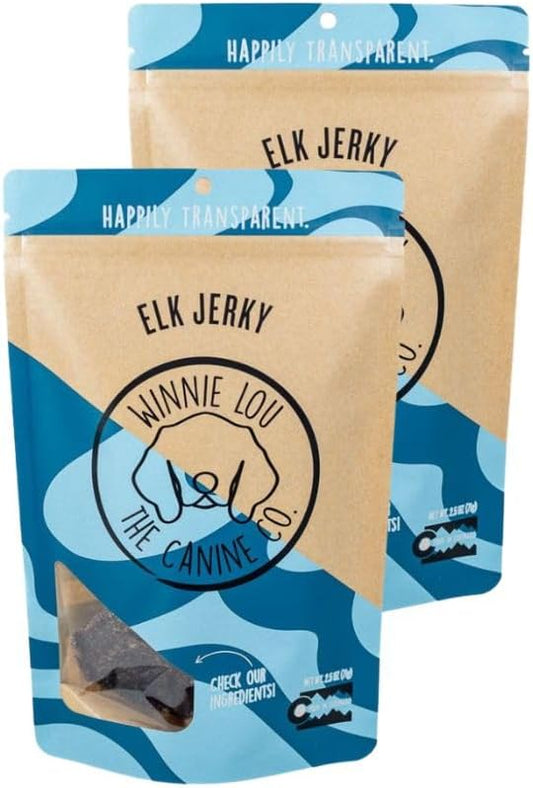 Winnie Lou Organic Elk Jerky Dog Treats - USA Made, Human Grade, All Natural, Healthy 2 Pack