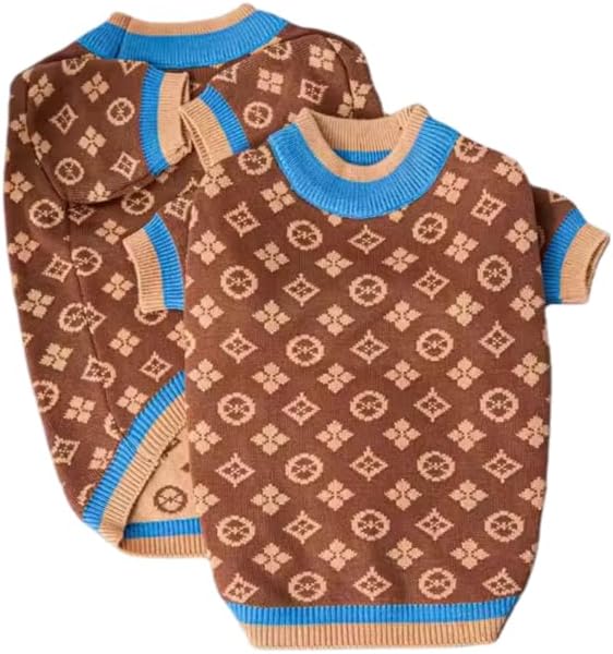 Designer Dog Clothes Sweater Shirt Outfit Small XS Teacup Cute Dogs Puppies French Bulldog Dachshund Chihuahua Cats Maltese Boy Girl (Small, BlueChewypawtton)