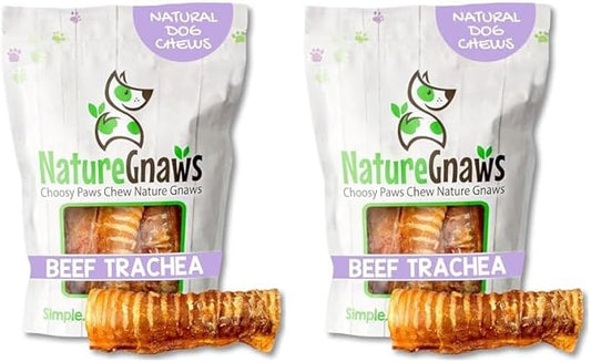 Nature Gnaws Beef Trachea Chews for Dogs 6" (6 Count) - Long Lasting Natural Crunchy Dog Chew Bones - Rawhide Free (Pack of 2)
