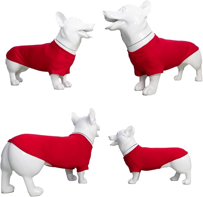 Lovelonglong Pet Clothing Dog Costumes Dachshund Clothes Blank T-Shirt Tee Shirts for Dachshund Dogs,Corgi 100% Cotton Red D-XL