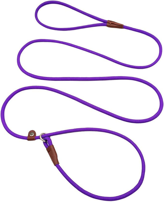 MayPaw Slip Lead Control Leash for Dogs No Pull, 13+ Colors Classic Dog Lead 7FT Pet Slip Leash, 1/4” Rope Leashes for Small Medium Animals Purple