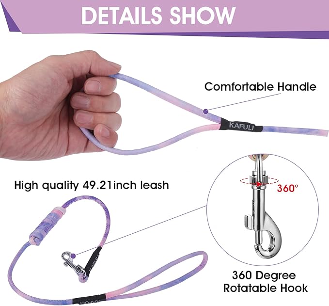 Giantree Cat Harness with Leash and Collar Set, Adjustable H-Shaped Kitten Harness Escape Proof Harness Glow in The Dark for Kitty Outdoor Walking (Gradient Purple)