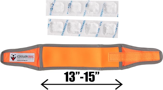 Hi-Vis Dog Cooling Collar - Orange Reflective Re-Freezable Ice Collar (Small)