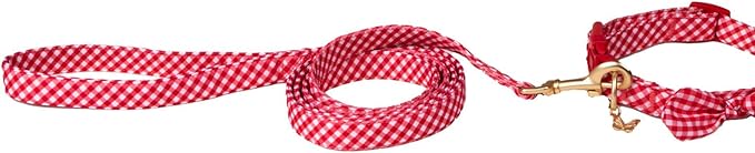 Dolly Doggy Parton Dog Harnesses and Leash/Collar Set Collection, Red Gingham Collar Leash Set, Medium