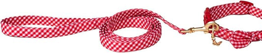 Dolly Doggy Parton Dog Harnesses and Leash/Collar Set Collection, Red Gingham Collar Leash Set, Medium
