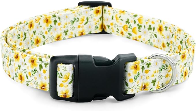 Tunkoo Daisy Flower Dog Collar, Cute Adjustable Floral Collar for Boy and Girl Dogs with Strong Plastic Buckle - for Small Medium Large Pets, L