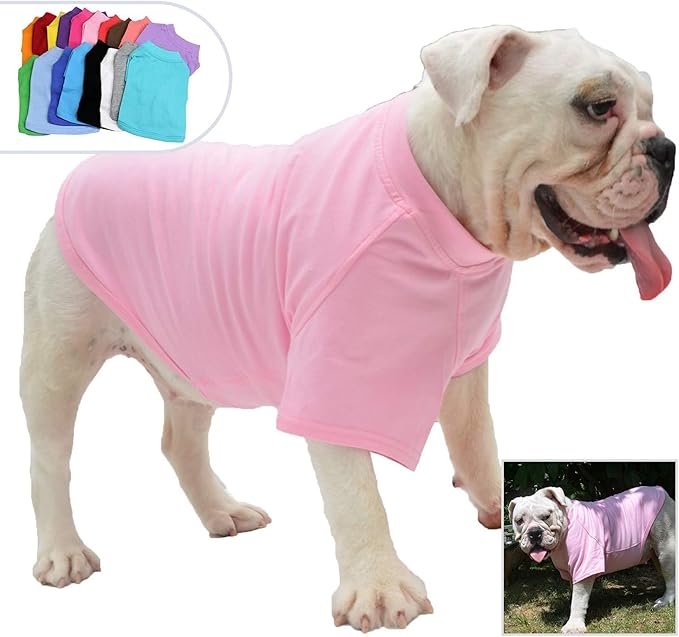 Lovelonglong Bulldog Clothes Dog Clothing Blank T-Shirt Tee Shirts for French Bulldog English Bulldog American Pit Bull Pugs 100% Cotton Skin Care Pink B-M