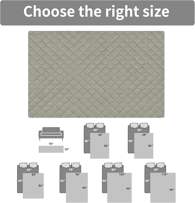 Easy-Going 100% Waterproof Dog Bed Cover Reversible Leak Proof Couch Cover Washable Sofa Cover Furniture Protector Blanket for Pets Kids Children Dog Cat (30x70 Inch, Beige/Beige)