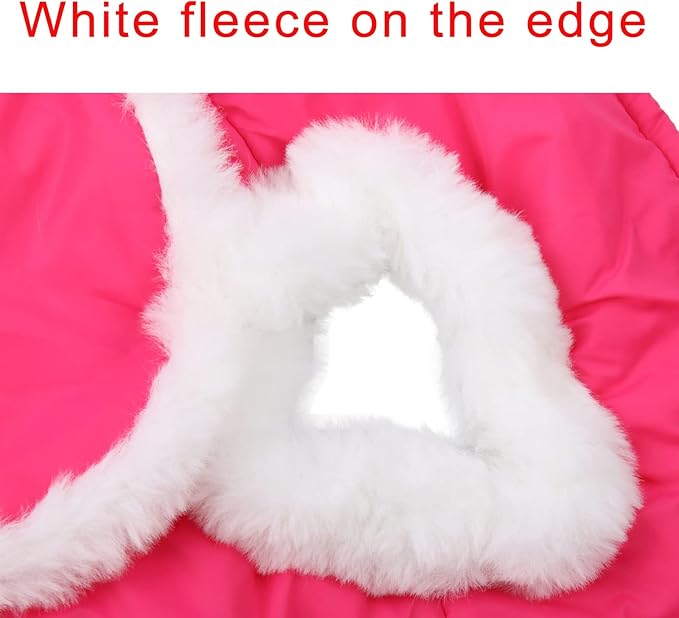 Shawl Design Fleece Lined Warm Dog Jacket for Puppy Winter Cold Weather,Soft Windproof Small Dog Coat,Pink S