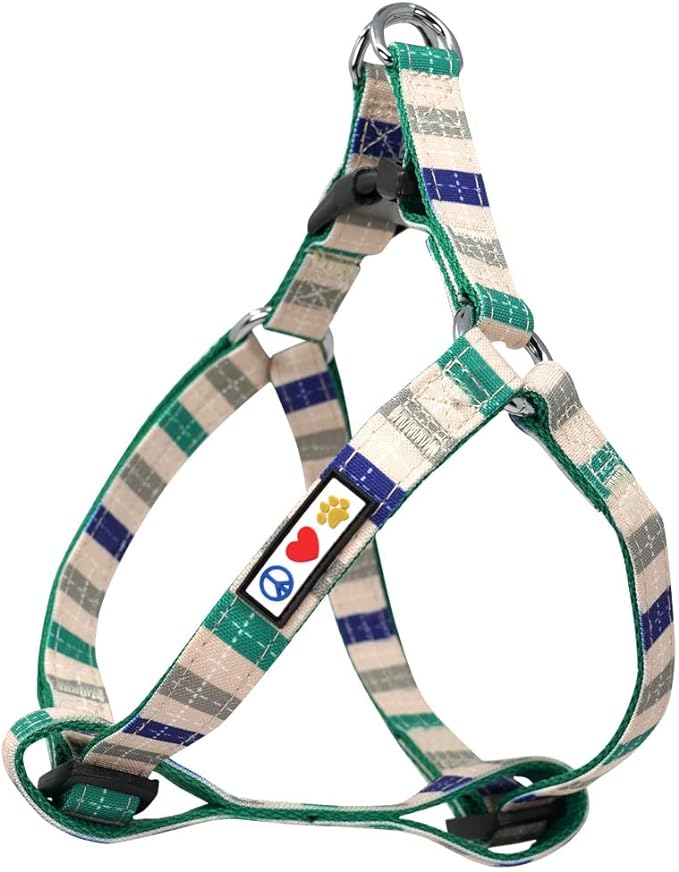 Pawtitas Pet Adjustable Solid Color Step in Puppy/Dog Harness 6 feet Matching Collar and Harness Sold Separately Small Grey/Blue/Green Multicolor