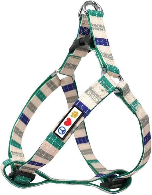 Pawtitas Pet Adjustable Solid Color Step in Puppy/Dog Harness 6 feet Matching Collar and Harness Sold Separately Small Grey/Blue/Green Multicolor