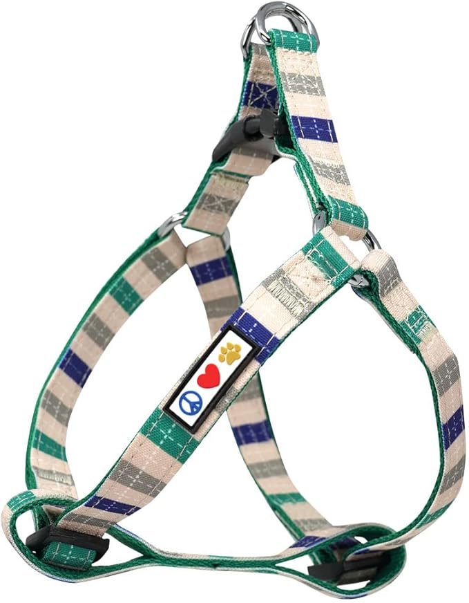 Pawtitas Pet Adjustable Solid Color Step in Puppy/Dog Harness 6 feet Matching Collar and Harness Sold Separately Extra Small Grey/Blue/Green Multicolor