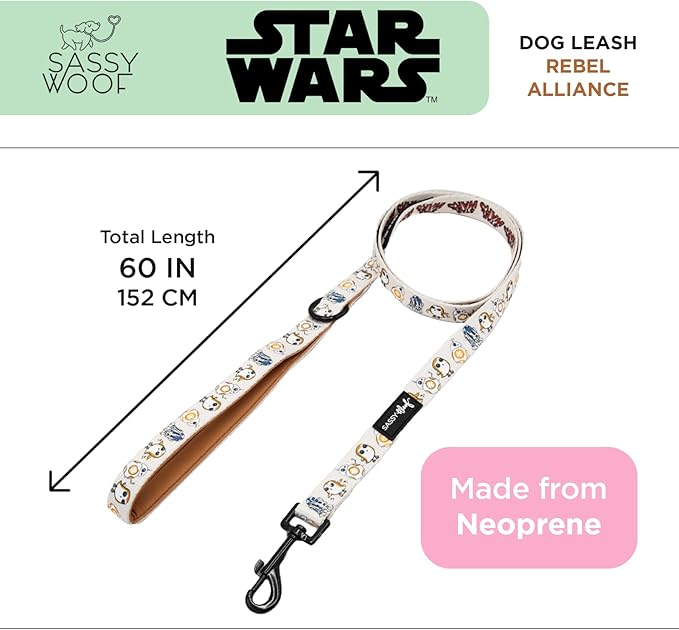 Star Wars™ The Rebel Alliance Dog Leash 60-Inch with Neoprene Padded Handle - Comfortable, Durable, and Stylish for Small to Large Dogs