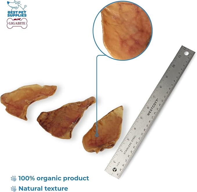Best Pet Supplies GigaBite Roasted Pig Ears for Dogs - Natural Dog Chews, Roasted Pigs Ears, Safe for Puppies and Aggressive Chewers, Cleans Teeth and Gums - Pack of 25
