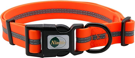 NIMBLE Dog Collar Waterproof Pet Collars Anti-Odor Durable Adjustable PVC & Polyester Soft with Reflective Cloth Stripe Basic Dog Collars S/M/L Sizes (Medium (11.81”-18.5”inches), Orange)