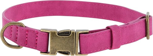 Dog Collar, Soft PU Durable Heavy Duty with Quick Release Metal Buckle, Puppy, Adjustable for Dogs Small Purple