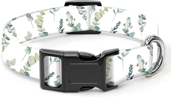 Dog Collar, Cute Dog Collar for Small Medium Large Dogs, Personalized Adjustable Soft Pet Collars with Quick Release Buckle for Walking Running, Cute Boho Leaf