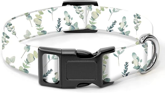 Dog Collar, Cute Dog Collar for Small Medium Large Dogs, Personalized Adjustable Soft Pet Collars with Quick Release Buckle for Walking Running, Cute Boho Leaf
