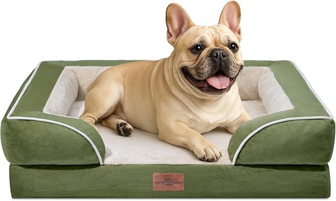 Comfort Expression Small Dog Beds Waterproof Orthopedic Foam Dog Sofa Beds for Medium Dogs Comfy Pet Bed with Washable Removable Cover & Non-Slip Bottom(Small,Light Green)