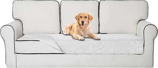Easy-Going Waterproof Dog Bed Cover Reversible Leak Proof Pet Blanket Replacement Mat for Furniture Washable Couch Cover Sofa Cover for Dogs Cat(30x70 Inch, White/White)