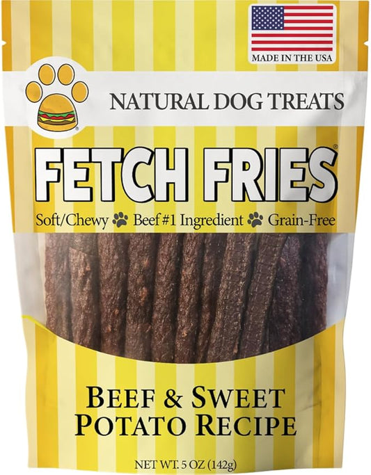 Beef and Sweet Potato Jerky, All Natural Dog Treats, Soft and Chewy, Made in USA, Grain Free (5 oz)