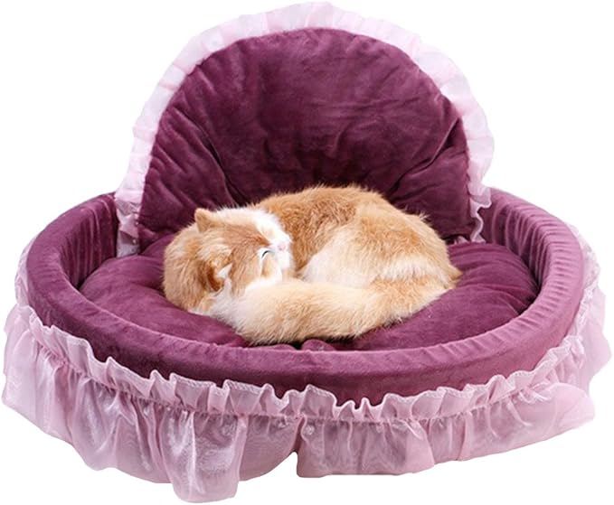 Cute Princess Pet Bed Bow-TIE Lace Cat Dog Bed (L, Purple)