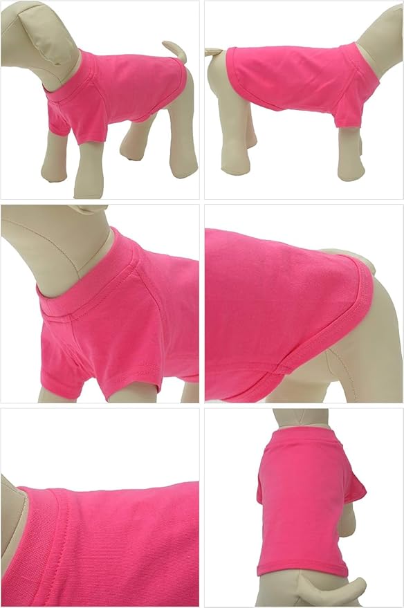 Lovelonglong Pet Clothing Dog Costumes Basic Blank T-Shirt Tee Shirts for Medium Large Dogs Rosered XXL+