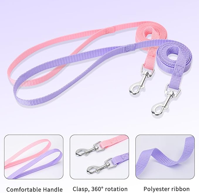 Step in Dog Harness and Leash Set, Flower Adjustable Easy Walk Puppy Harnesses, Soft Mesh Pet Vest Harness Small Size Adjustable No Pull Dog Harness for Small Dogs and Cats(Light Purple, XS)