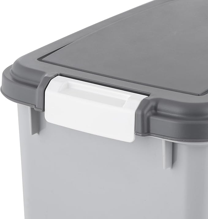 IRIS USA Dog Food Storage Container, 30 lbs & 11 lbs Combo, Cat Food Storage Container, Dog Treat Container, Airtight, Stackable, 2-Cup Scoop, Wheels, Easy Mobility, Gray