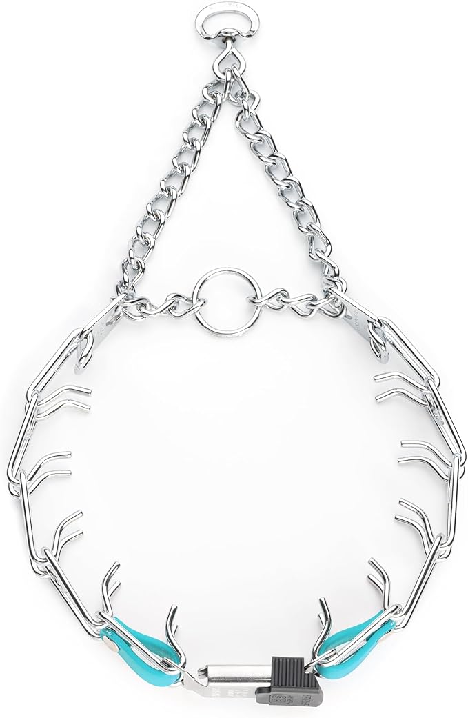 Herm Sprenger Chrome Plated Steel Dog Collar with Quick Release ClicLock Buckle and Biothane Insert Training Collar for Dogs Made in Germany (Sky Blue, 22in x 3.0mm(Neck Size up to 18-19in))