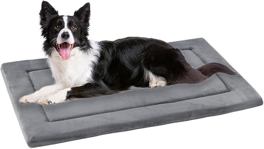 KHONSU PET Dog Bed Mat Crate Pad for Up to 90 lbs Dogs with Reversible Sides for Cold and Hot Seasons, Completely Washable Cushioned Pad 1.1inch Thin Dog Bed