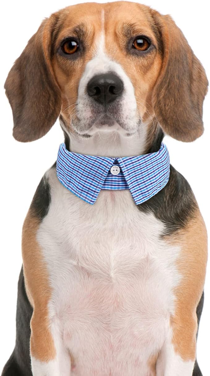 Faleela Cotton Plaid Shirt Style Dog Collar Soft Cute,Boy Dog Collar with Quick-Release Buckle,Adjustable Bow Tie Collar for Small Medium Large Dogs