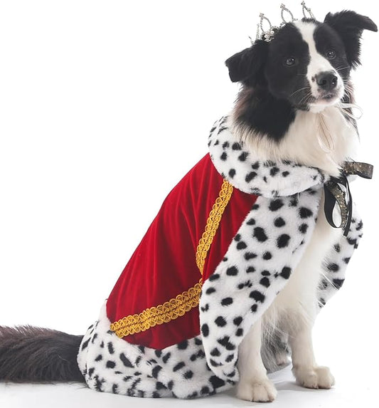 Lovelyshop pet Serial Lux Fur Red Cat Dog Cloak for Halloween Costumes, King Queen Prince and Princess Cosplay-L
