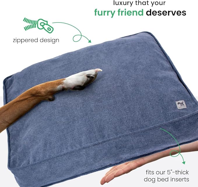 Molly Mutt Dragonstone Dog Bed Duvet Cover, GOTS-Certified 100% Cotton Canvas Cover for Dog, Puppy, or Cat Bed, Durable, Washable, and Free of Harmful Chemicals, Huge, 36"x45"x5", Blue