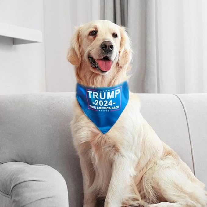 Trump Dog Bandana, Dog Bandanas Breathable Pet Triangle Scarf, Take America Back, American Flag Trump Bandana for Medium Large Dogs