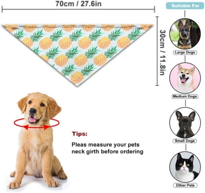 Tropical Pineapple Dog Bandana Scarf Triangle Bibs Pet Accessories Cat Kerchief